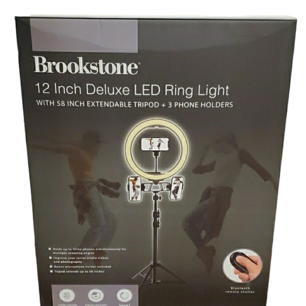 12in Deluxe Led ring light + 58" tripod phone holder set nib